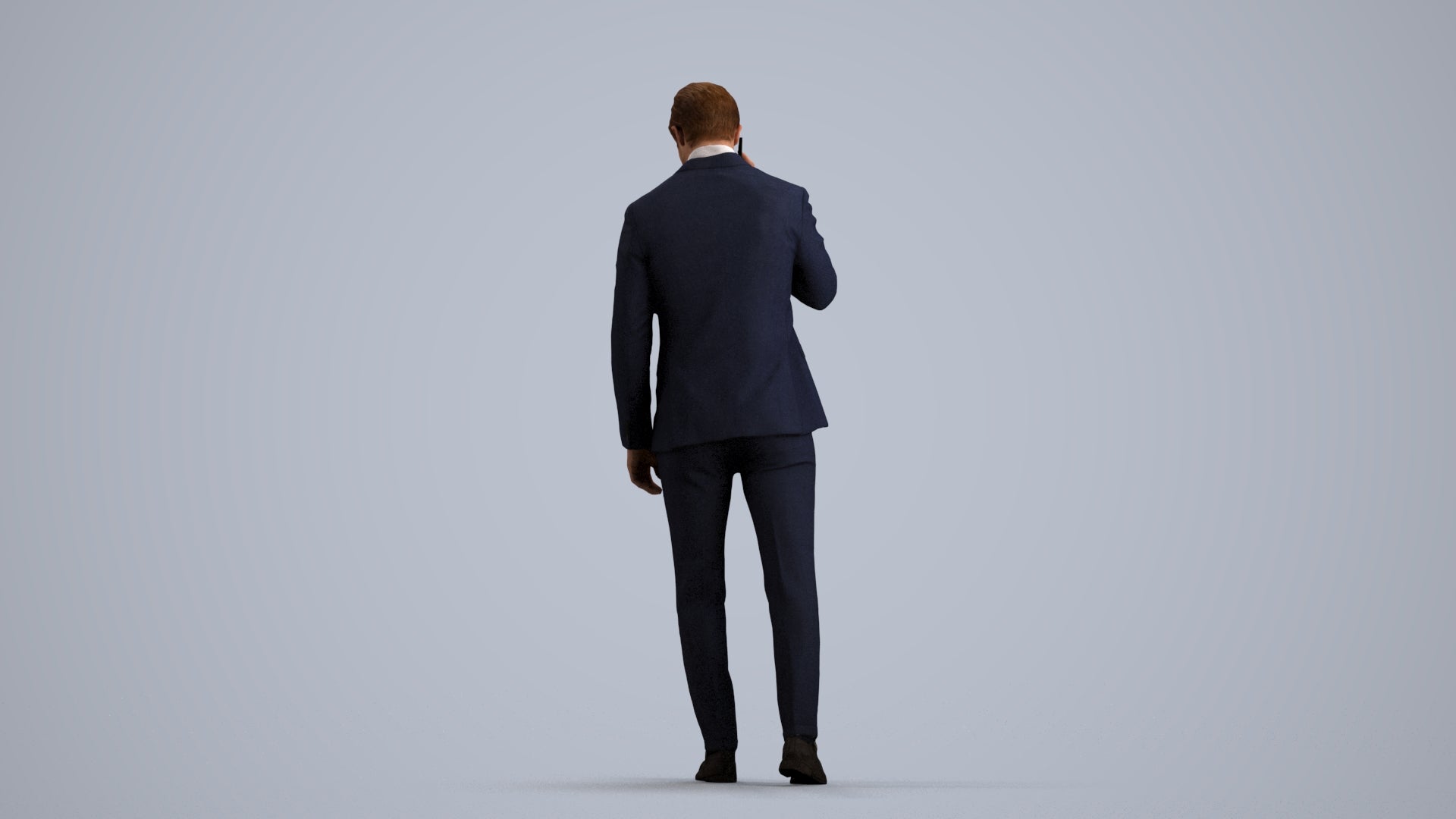 3D human model man business, photogrammetry scanned person for archviz, front view render