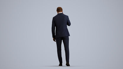 3D human model man business, photogrammetry scanned person for archviz, front view render