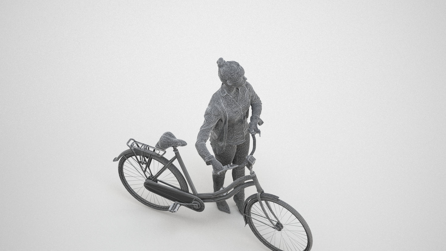 scanned 3D woman business walking, photogrammetry people for Enscape and V-Ray, wireframe three-quarter view