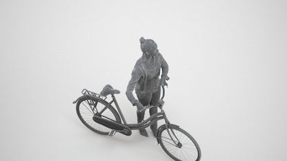 scanned 3D woman business walking, photogrammetry people for Enscape and V-Ray, wireframe three-quarter view