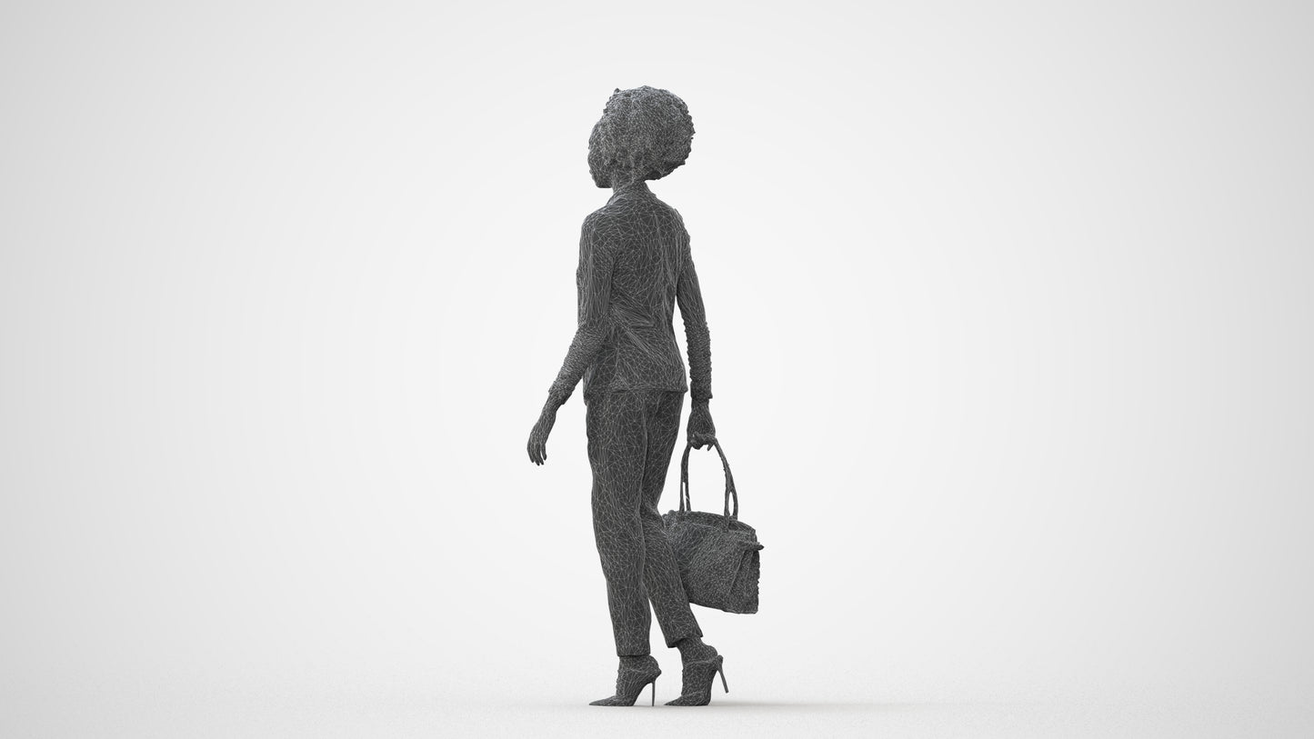 realistic 3D woman business walking, scanned archviz people for Blender and 3ds Max, square thumbnail