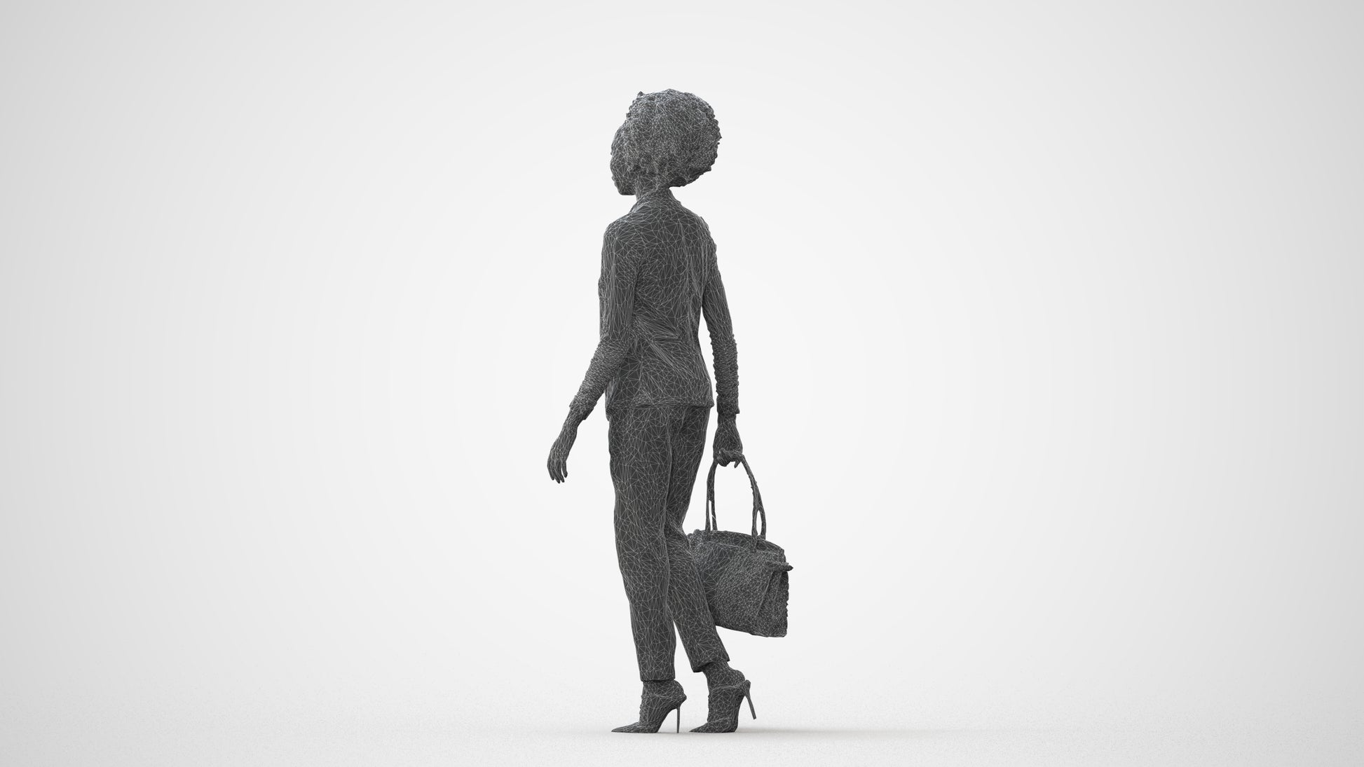 realistic 3D woman business walking, scanned archviz people for Blender and 3ds Max, square thumbnail