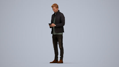 realistic 3D people man casual standing, render-ready for V-Ray and Corona, FBX OBJ, top-down view render