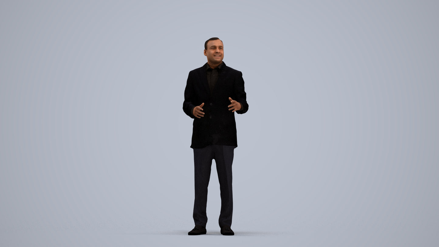 3D scanned man standing formal, photorealistic archviz people for Enscape and SketchUp, standing pose render