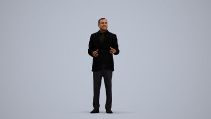 3D scanned man standing formal, photorealistic archviz people for Enscape and SketchUp, standing pose render