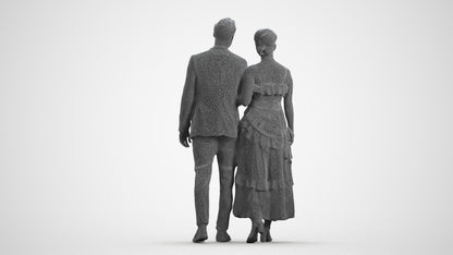 photogrammetry 3D woman formal couple, realistic human model archviz FBX, wireframe front view