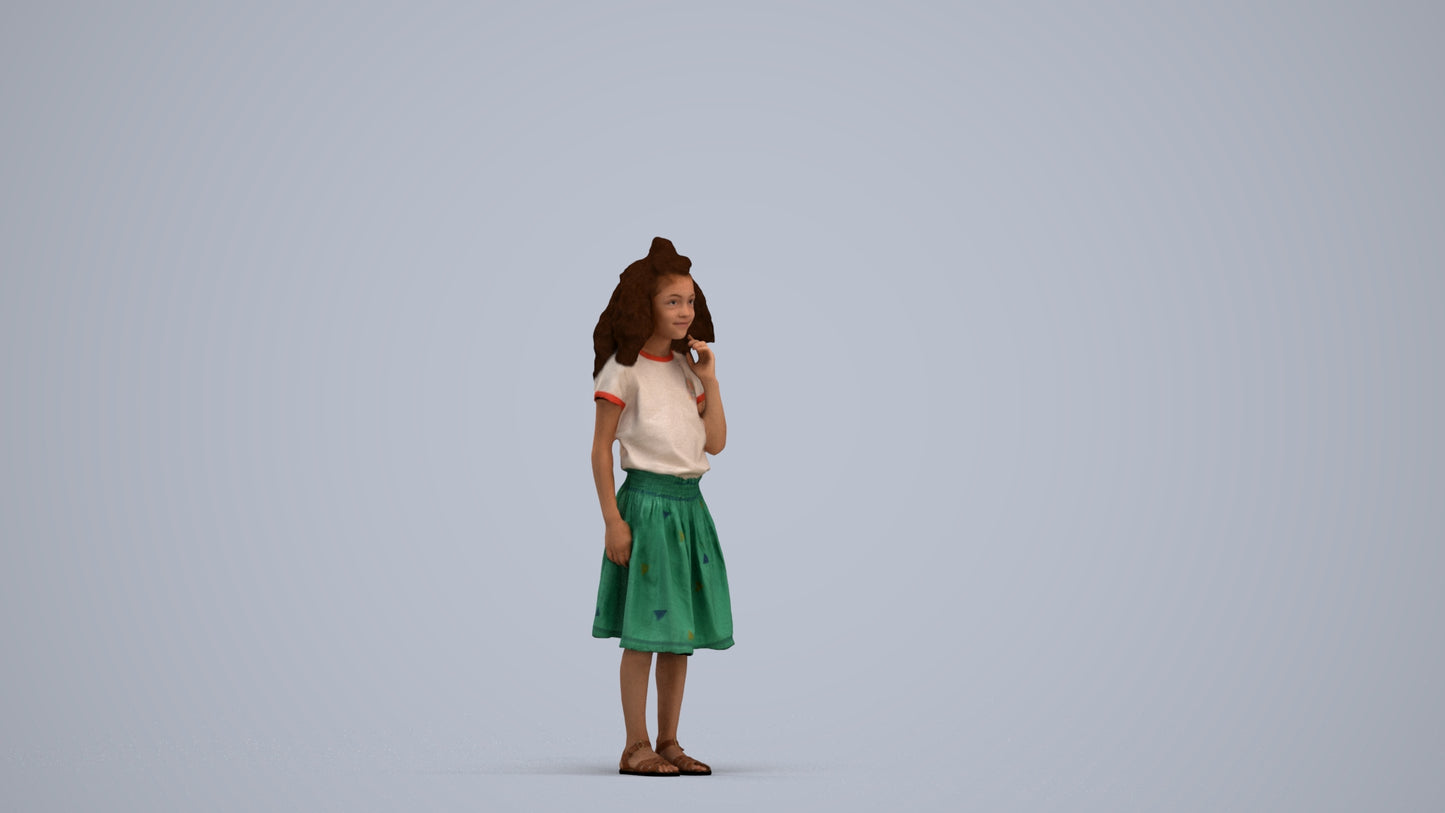 realistic 3D people girl casual kids, render-ready for V-Ray and Corona, FBX OBJ, standing pose render