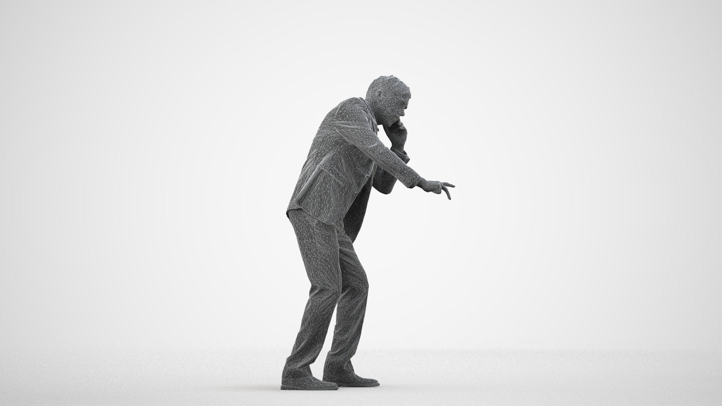 realistic 3D man business, scanned archviz people for Blender and 3ds Max, wireframe side view
