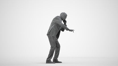 realistic 3D man business, scanned archviz people for Blender and 3ds Max, wireframe side view