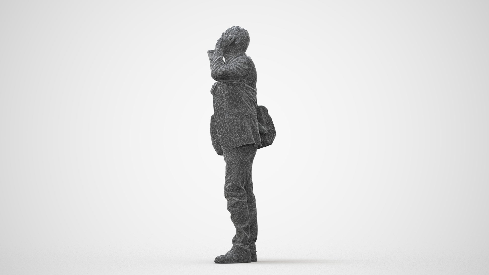 3D people model senior man casual standing, scanned human for 3ds Max rendering, square thumbnail
