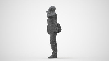 3D people model senior man casual standing, scanned human for 3ds Max rendering, square thumbnail
