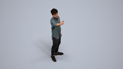 realistic 3D human man casual standing, archviz people FBX OBJ for Blender, back view render