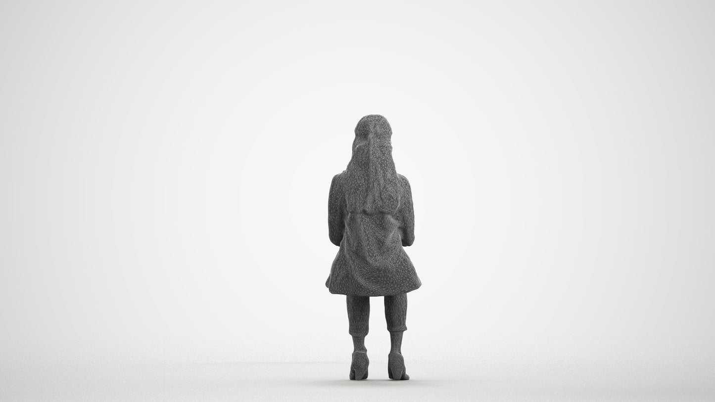 scanned 3D woman business, photogrammetry people for Enscape and V-Ray, wireframe front view