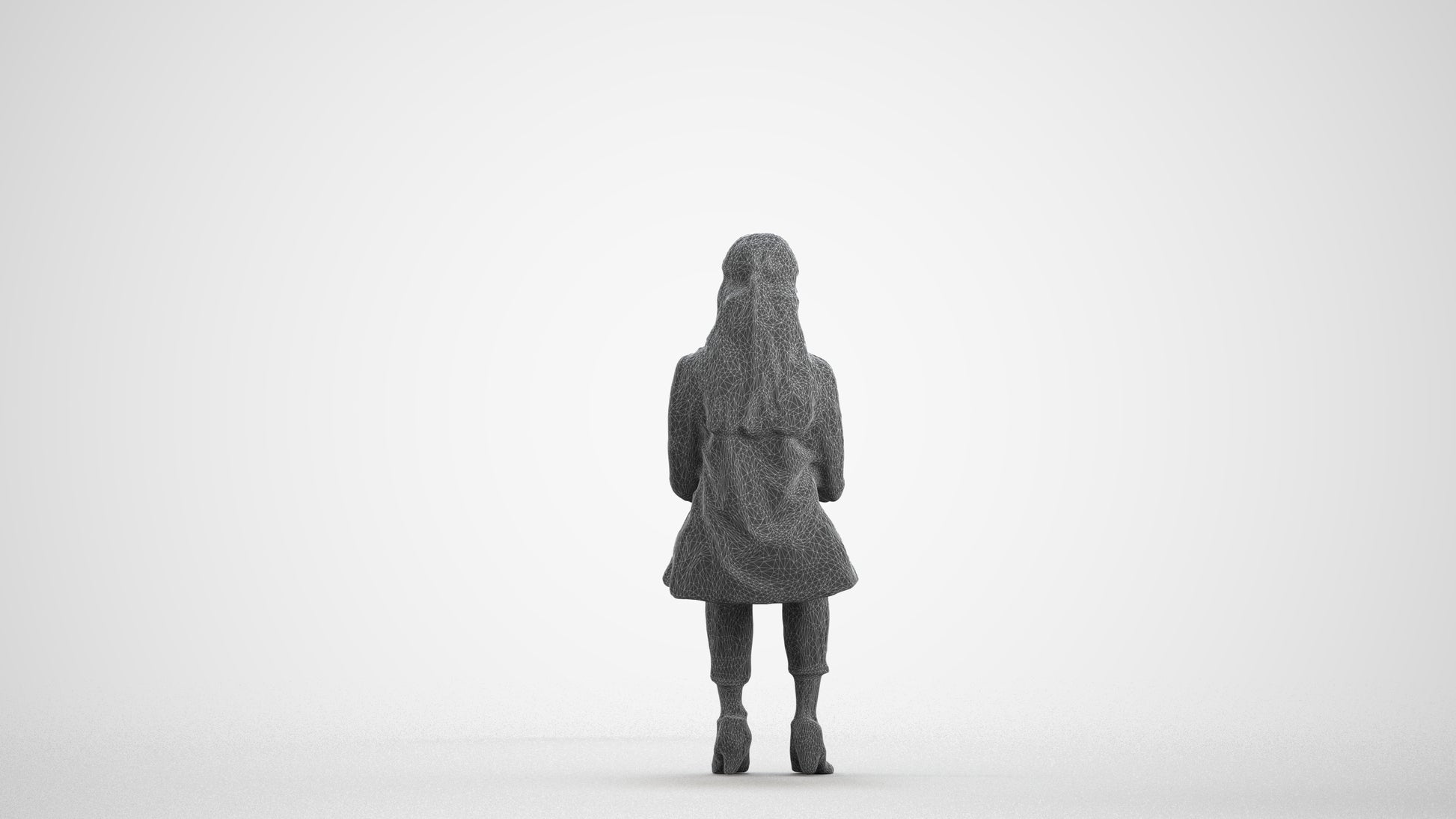 scanned 3D woman business, photogrammetry people for Enscape and V-Ray, wireframe front view