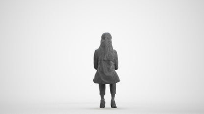 scanned 3D woman business, photogrammetry people for Enscape and V-Ray, wireframe front view