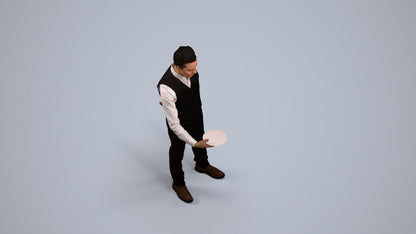 3D scanned man hospitality, photorealistic archviz people for Enscape and SketchUp, back view render