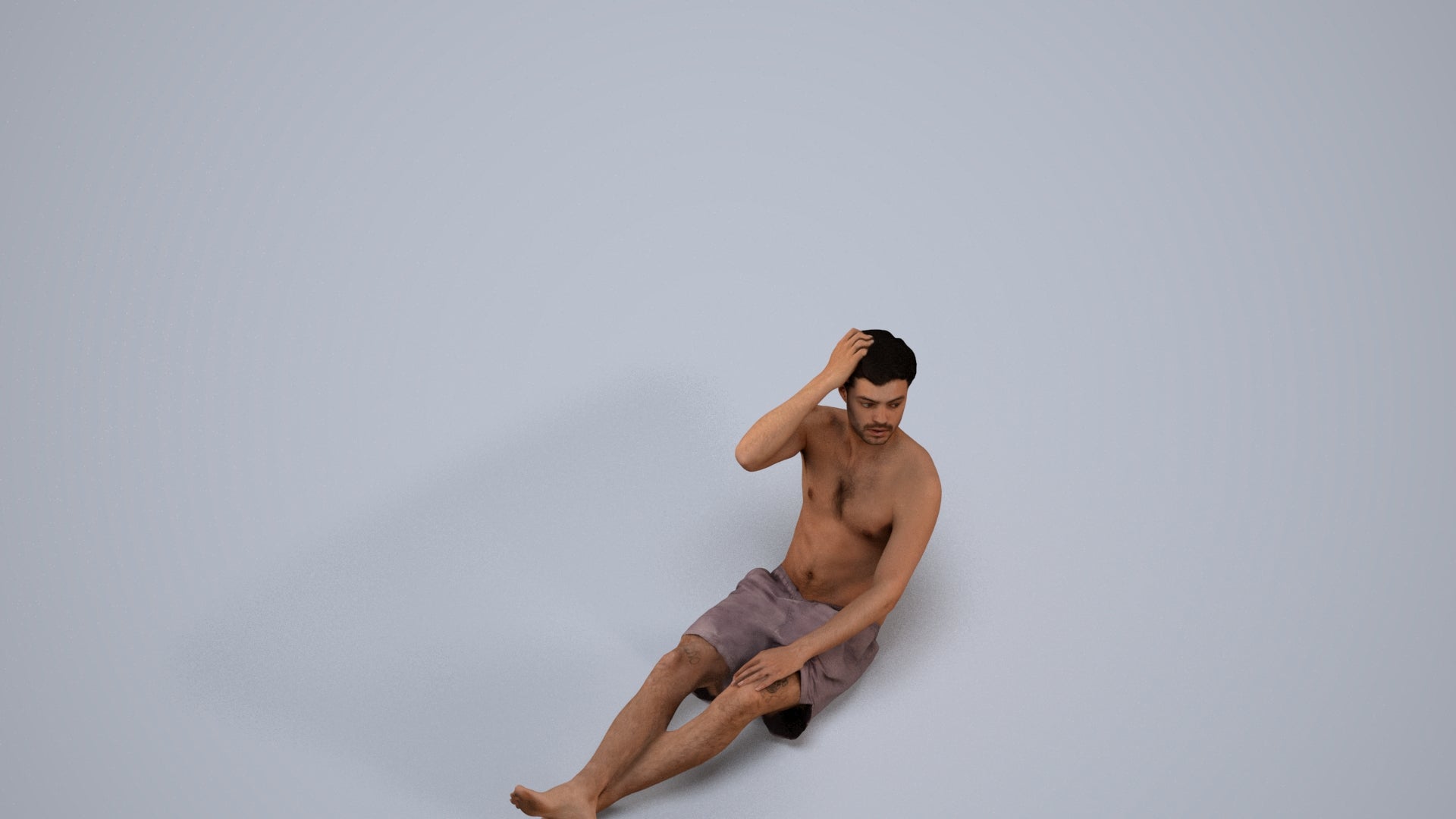 realistic 3D man pool, scanned archviz people for Blender and 3ds Max, back view render