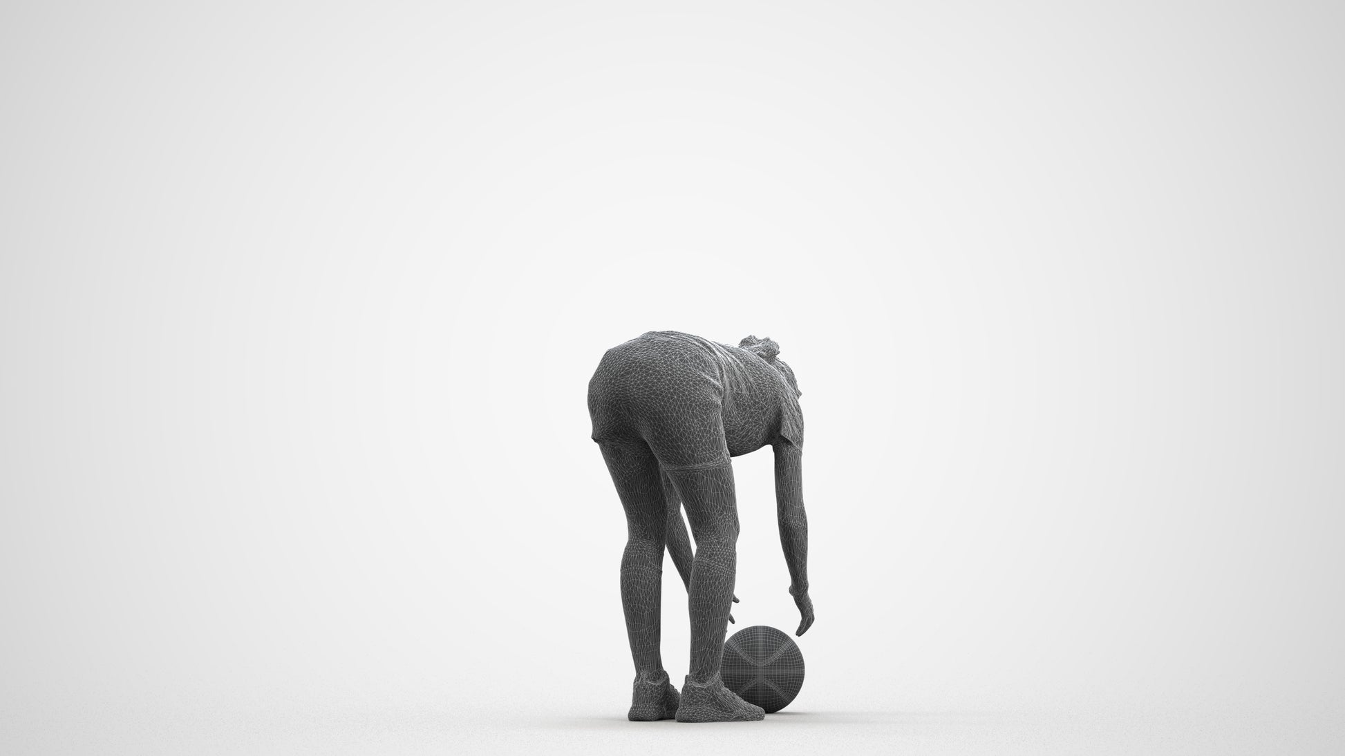 scanned 3D woman sport, photogrammetry people for Enscape and V-Ray, wireframe front view