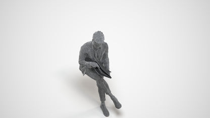 scanned 3D man business, photogrammetry people for Enscape and V-Ray, wireframe three-quarter view