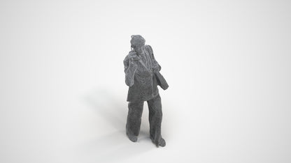 photogrammetry 3D senior woman business, realistic human model archviz FBX, wireframe three-quarter view