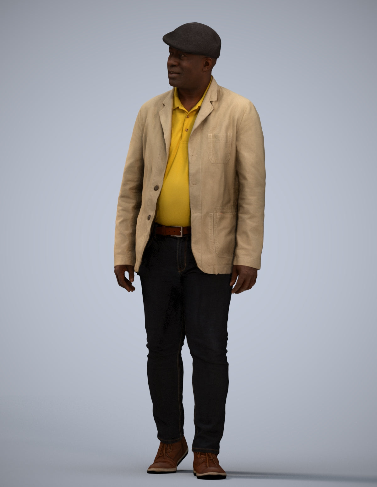 photogrammetry 3D man casual walking, realistic human model archviz FBX