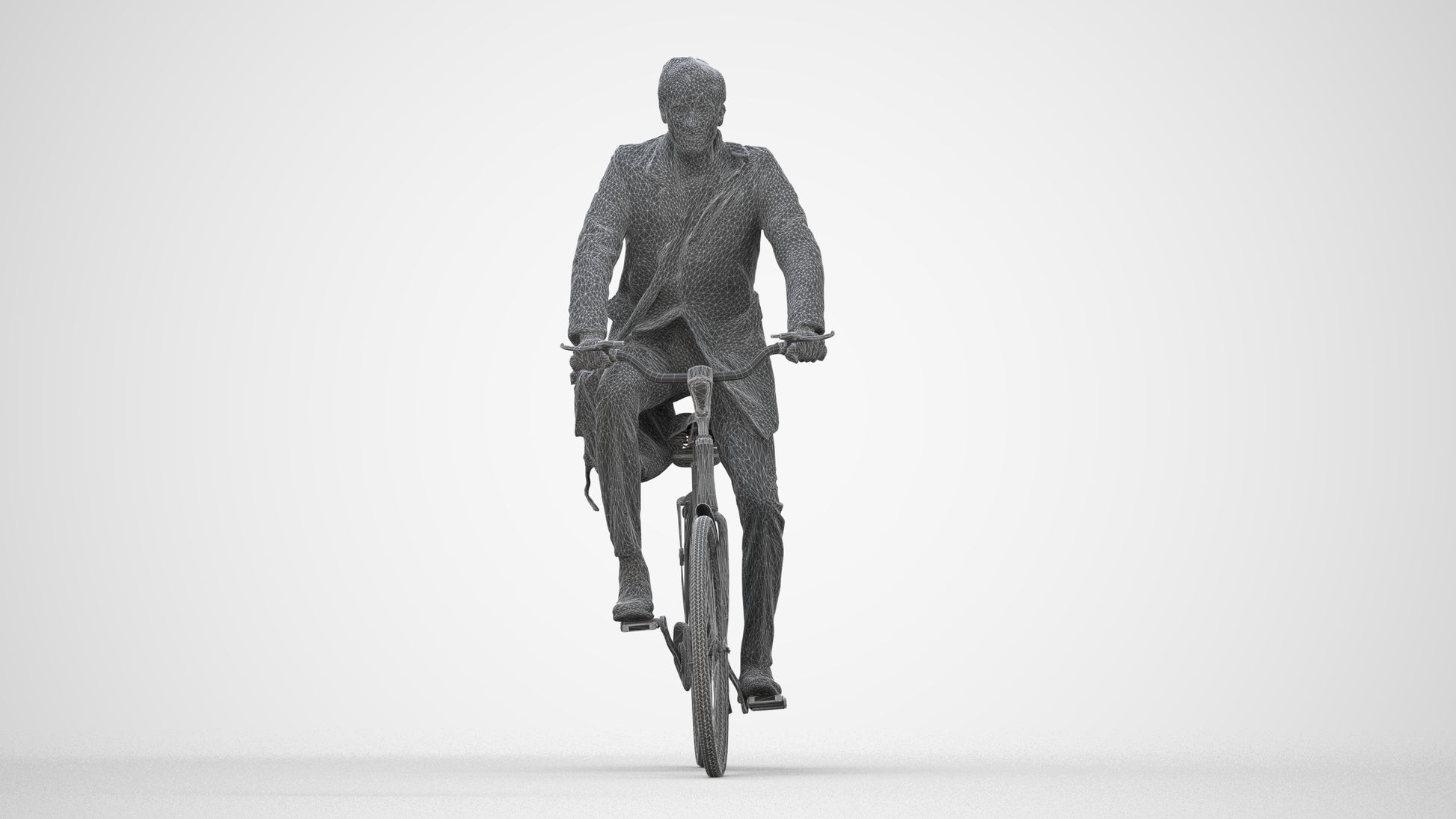 3D human model man casual mix, photogrammetry scanned person for archviz, wireframe back view