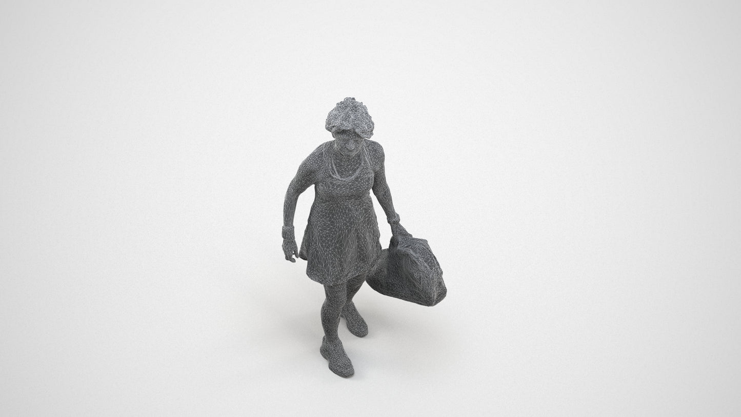 realistic 3D woman sport, scanned archviz people for Blender and 3ds Max, wireframe three-quarter view