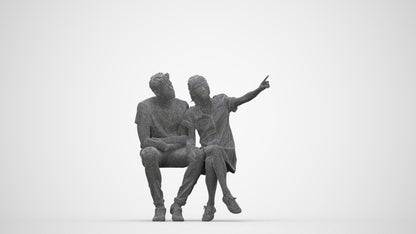 scanned 3D woman casual business, photogrammetry people for Enscape and V-Ray, wireframe back view