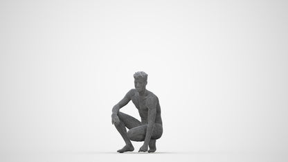 3D people model man pool, scanned human for 3ds Max rendering, wireframe back view