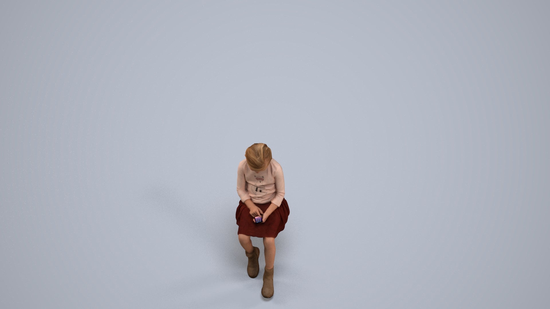 realistic 3D people girl casual kids, render-ready for V-Ray and Corona, FBX OBJ, back view render