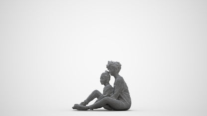 realistic 3D girl casual kids, scanned archviz people for Blender and 3ds Max, three-quarter front view render