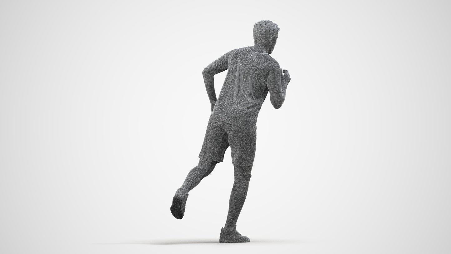 3D people model man sport, scanned human for 3ds Max rendering, wireframe side view