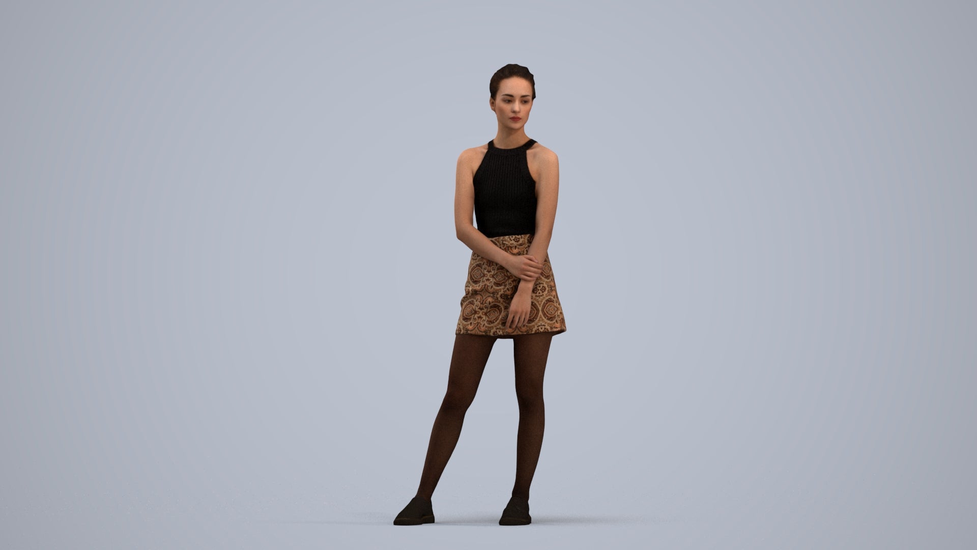 scanned 3D woman casual standing, photogrammetry people for Enscape and V-Ray, standing pose render