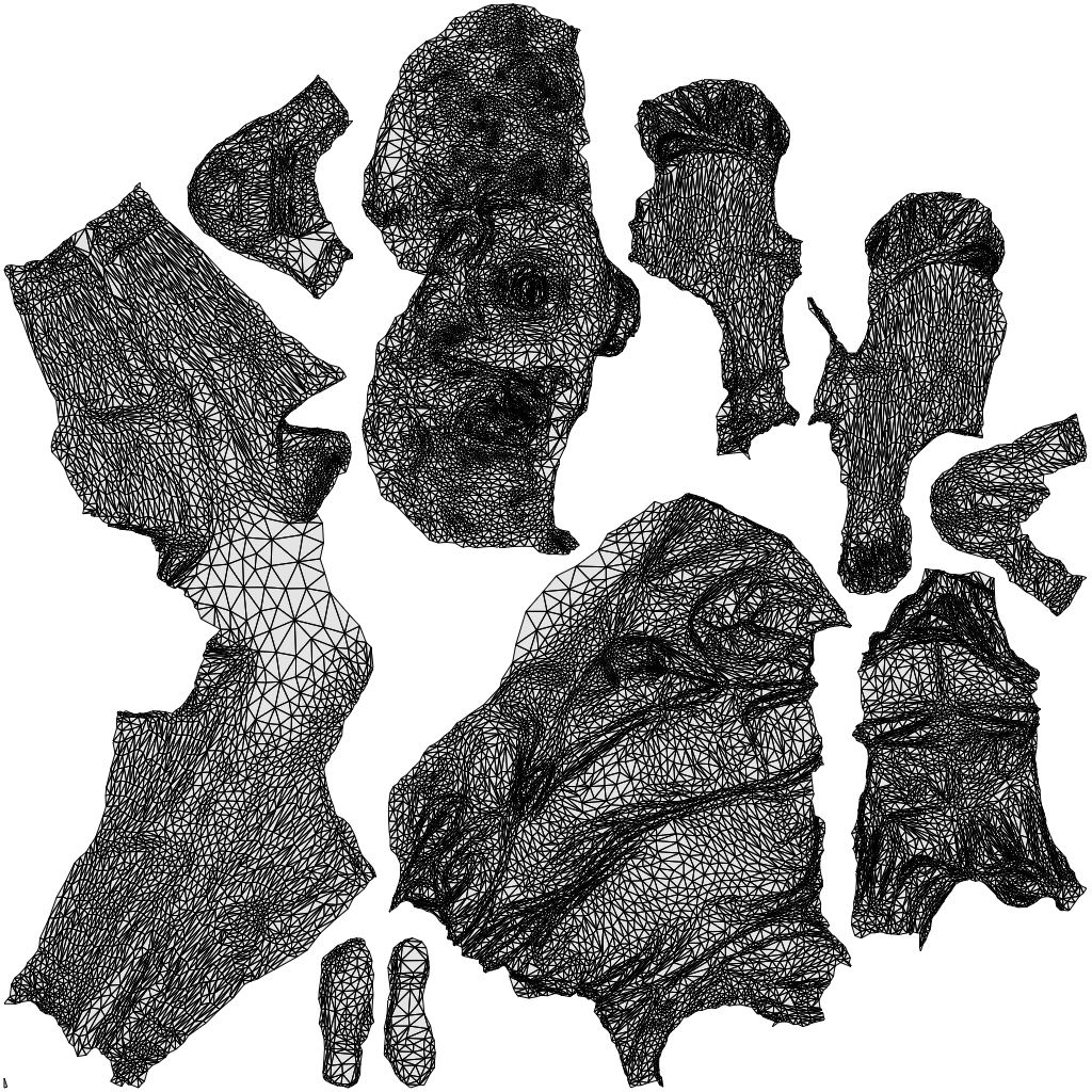 realistic 3D girl kids, scanned archviz people for Blender and 3ds Max, wireframe top-down view