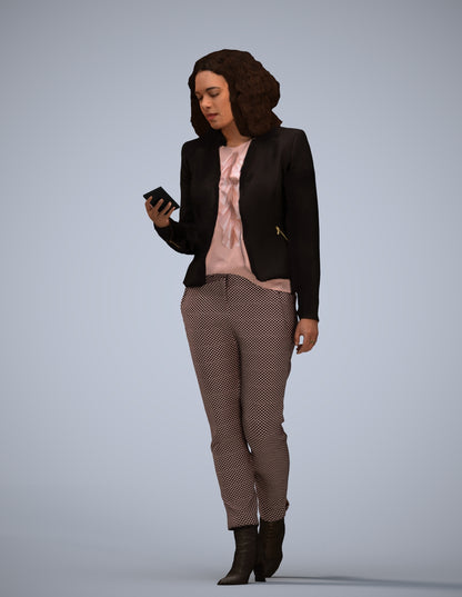 realistic 3D woman business walking, scanned archviz people for Blender and 3ds Max