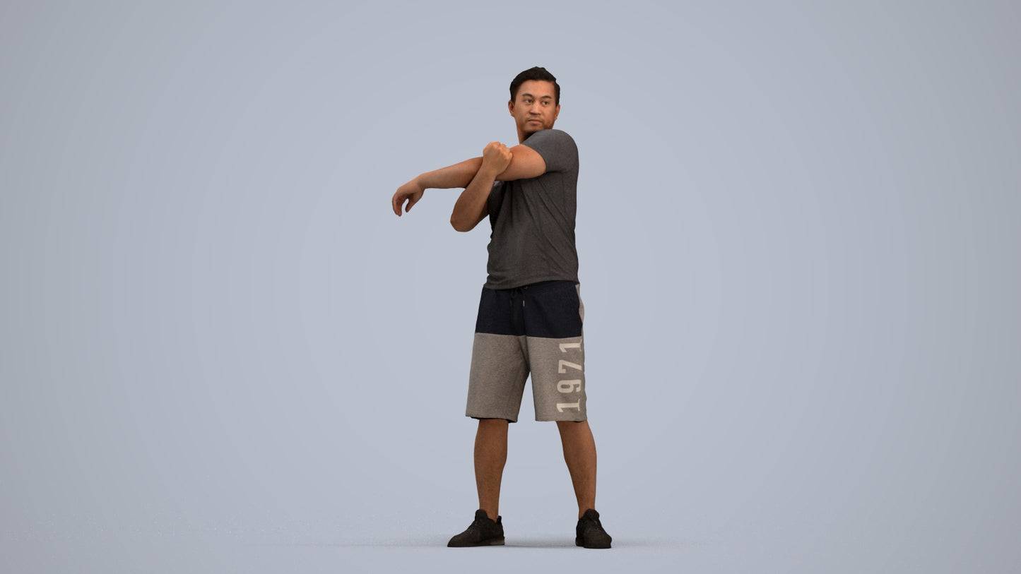 realistic 3D human man sport, archviz people FBX OBJ for Blender, standing pose render