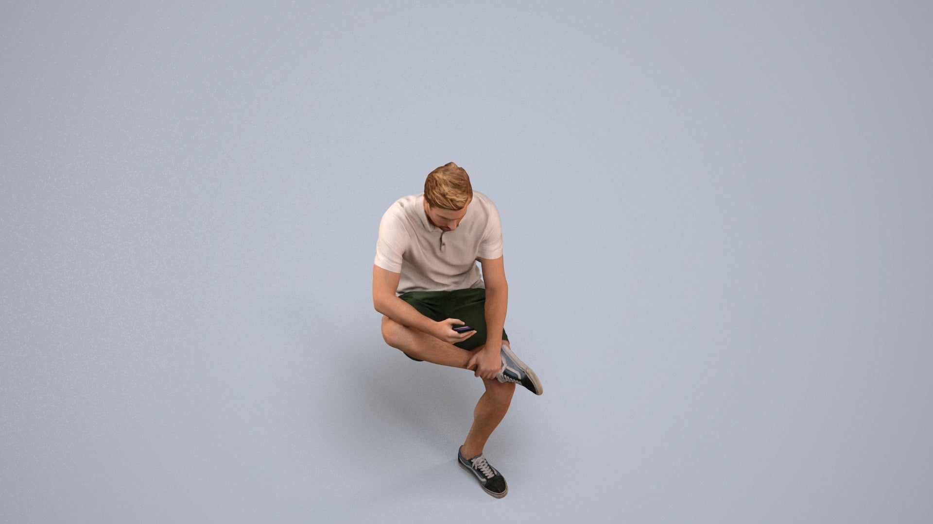 photogrammetry 3D man casual sitting, realistic human model archviz FBX, back view render