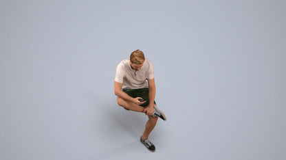 photogrammetry 3D man casual sitting, realistic human model archviz FBX, back view render