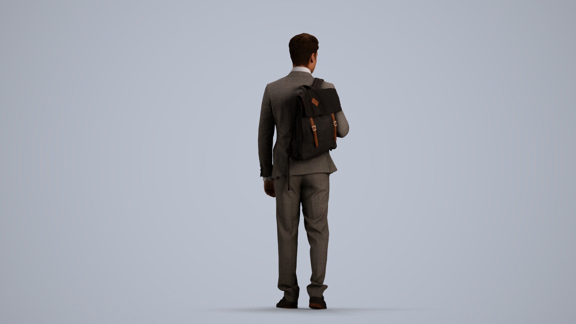 3D scanned man walking business, photorealistic archviz people for Enscape and SketchUp, front view render