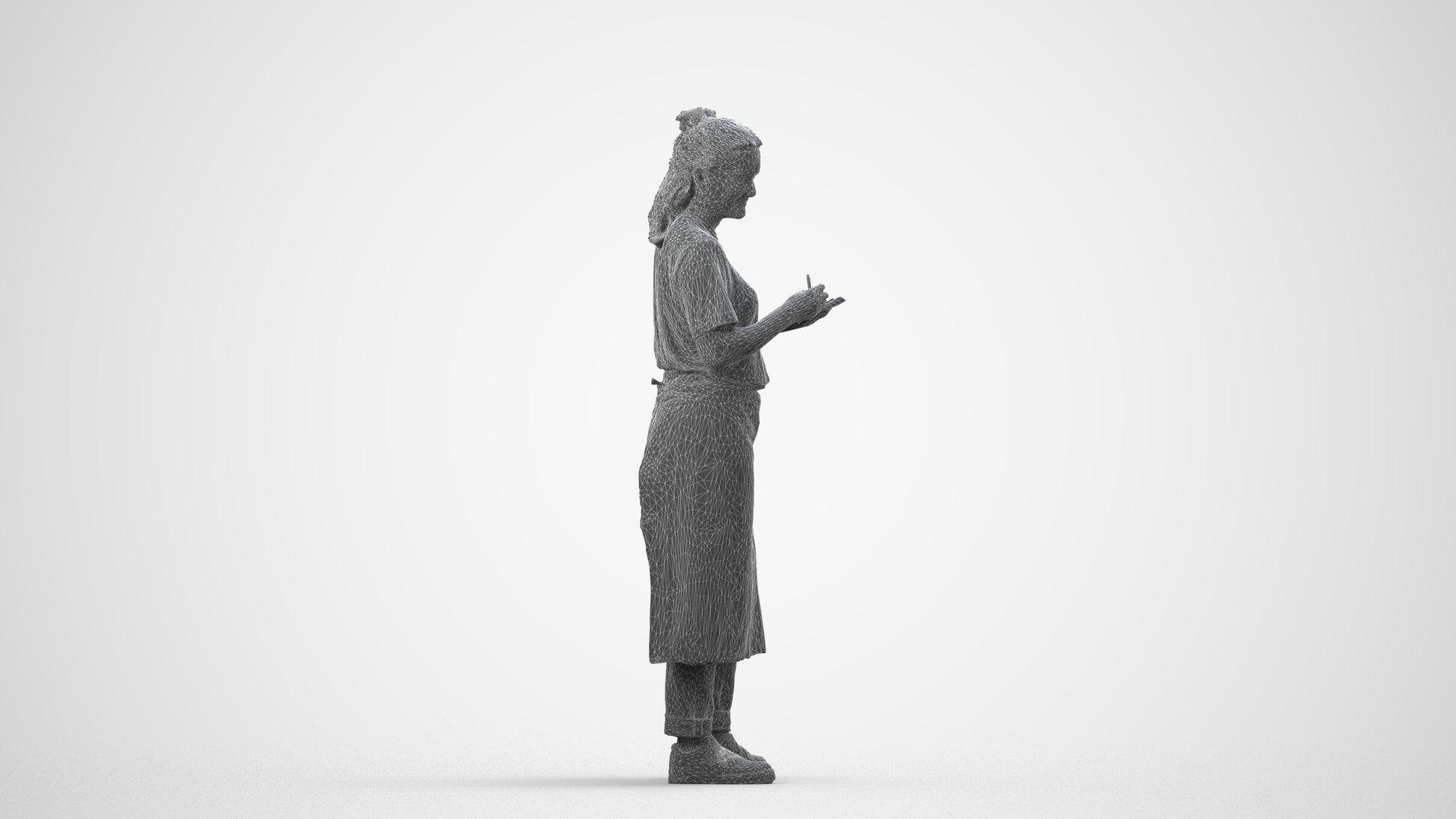 photogrammetry 3D woman mix, realistic human model archviz FBX, wireframe side view