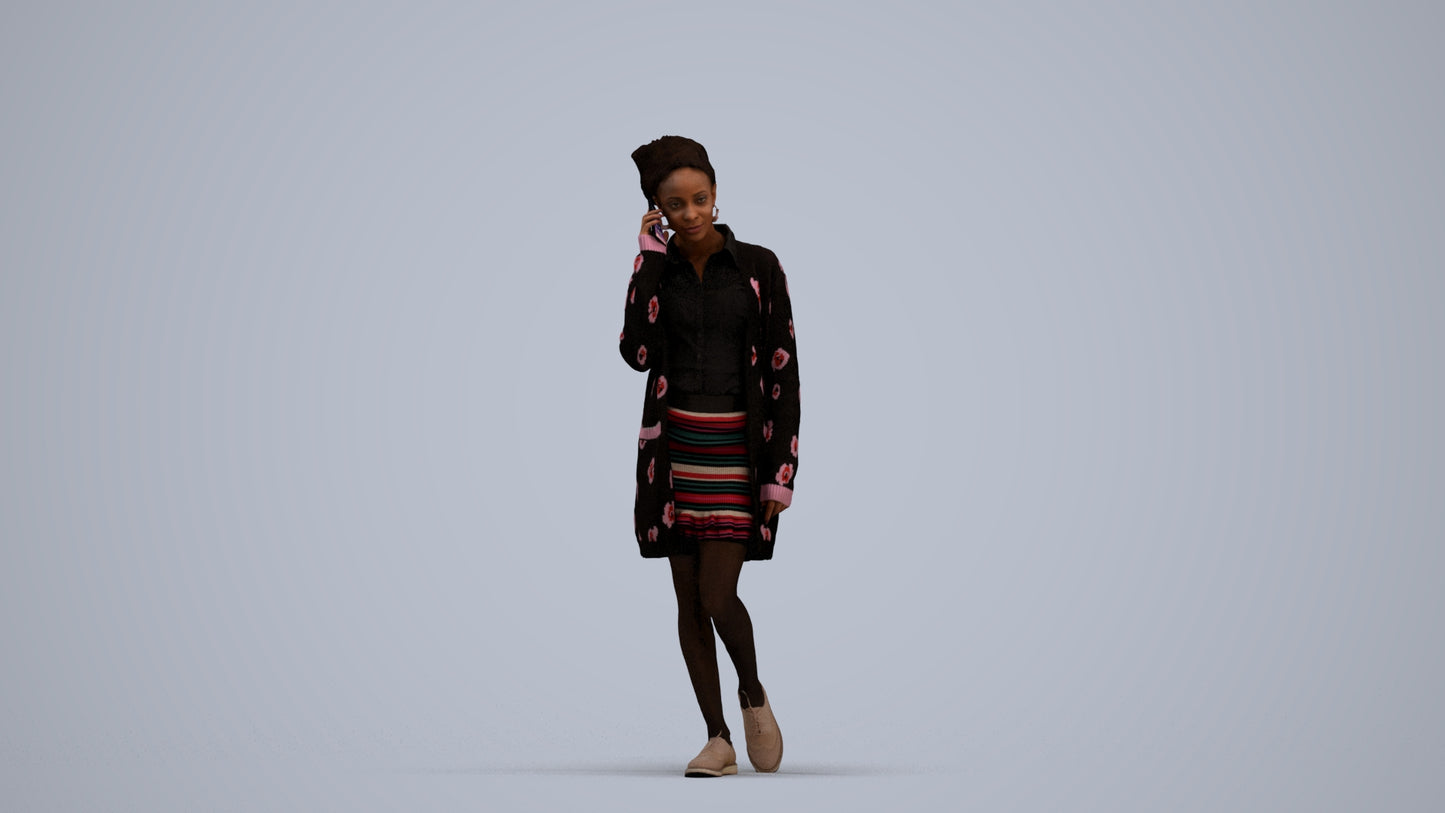3D people model woman casual walking, scanned human for 3ds Max rendering, standing pose render