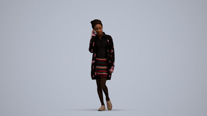 3D people model woman casual walking, scanned human for 3ds Max rendering, standing pose render