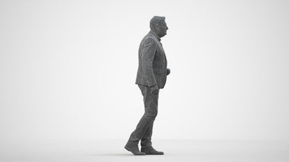 realistic 3D human man business, archviz people FBX OBJ for Blender, wireframe side view