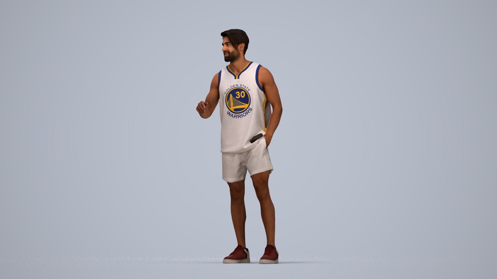 realistic 3D people man sport standing, render-ready for V-Ray and Corona, FBX OBJ, top-down view render