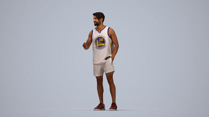 realistic 3D people man sport standing, render-ready for V-Ray and Corona, FBX OBJ, top-down view render