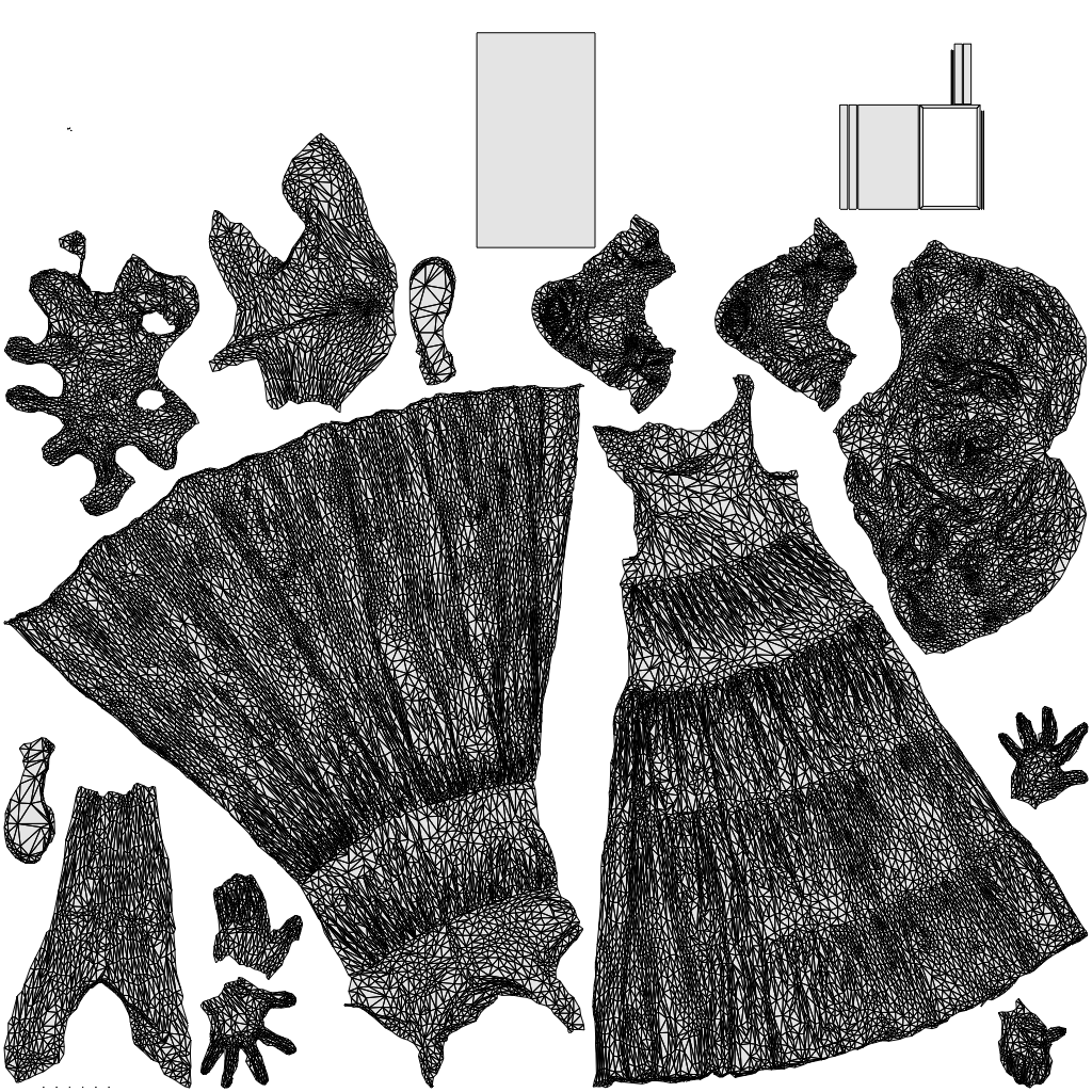 3D people model woman casual standing, scanned human for 3ds Max rendering, wireframe top-down view