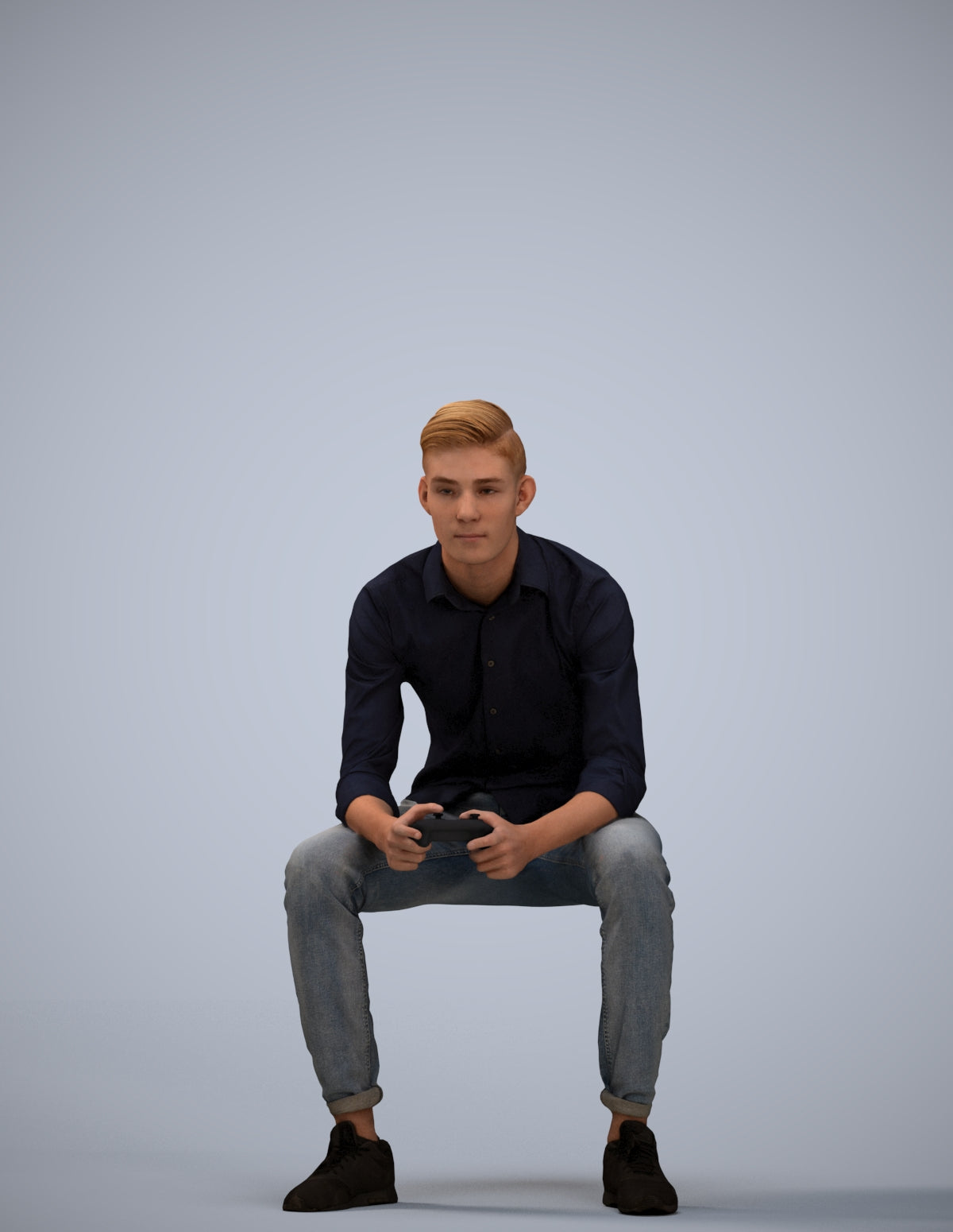 3D people model man casual sitting, scanned human for 3ds Max rendering