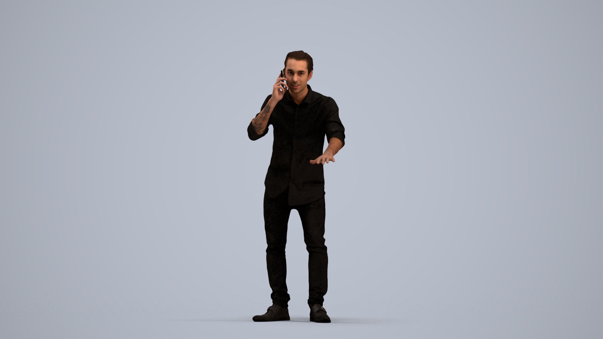 3D people model man casual standing, scanned human for 3ds Max rendering, standing pose render