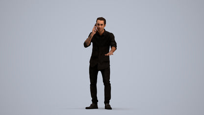 3D people model man casual standing, scanned human for 3ds Max rendering, standing pose render