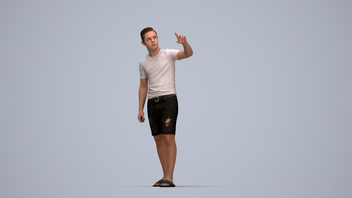 3D scanned boy kids casual, photorealistic archviz people for Enscape and SketchUp, top-down view render